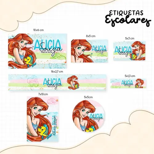 Arquivo de Corte - Etiqueta Escolar (a Pequena Sereia) B