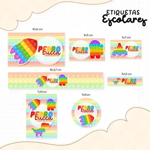 Arquivo de Corte - Etiqueta Escolar (pop It) D