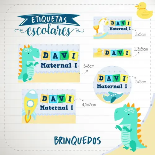 Arquivo de Corte - Etiqueta Escolar (brinquedos) a