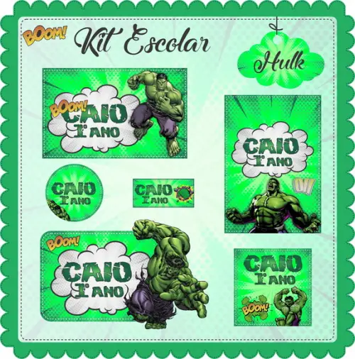 Arquivo de Corte - Etiqueta Escolar (hulk) a