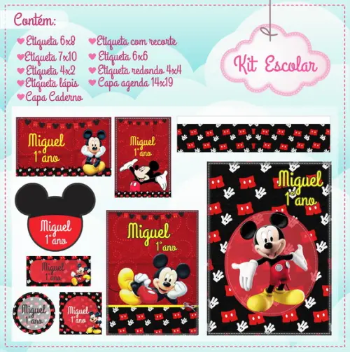 Arquivo de Corte - Etiqueta Escolar (mickey) B