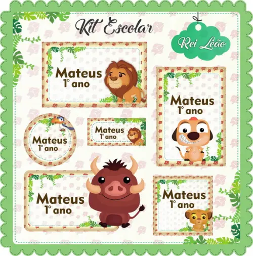 Arquivo de Corte - Etiqueta Escolar (o Rei Leão) B