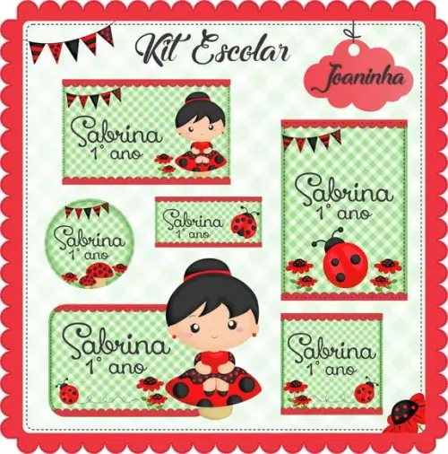 Arquivo de Corte - Etiqueta Escolar (joaninha) B