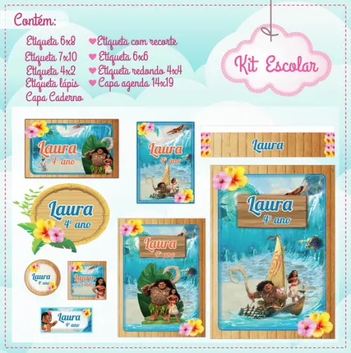 Arquivo de Corte - Etiqueta Escolar (moana) B