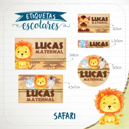 Arquivo de Corte - Etiqueta Escolar (safari) a