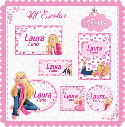 Arquivo de Corte - Etiqueta Escolar (barbie) B