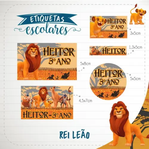 Arquivo de Corte - Etiqueta Escolar (o Rei Leão) a