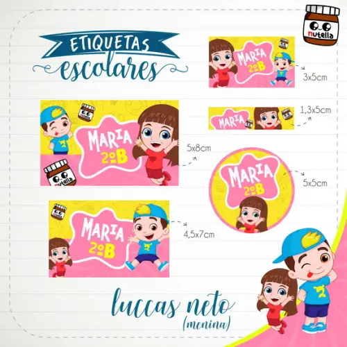 Arquivo de Corte - Etiqueta Escolar (luccas Neto Rosa) a