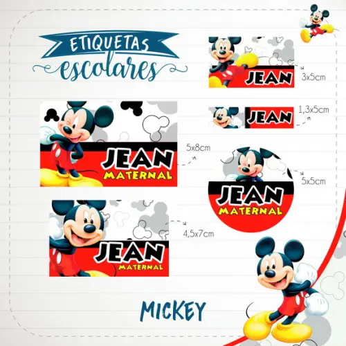 Arquivo de Corte - Etiqueta Escolar (mickey) a