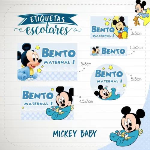 Arquivo de Corte - Etiqueta Escolar (mickey Baby) a