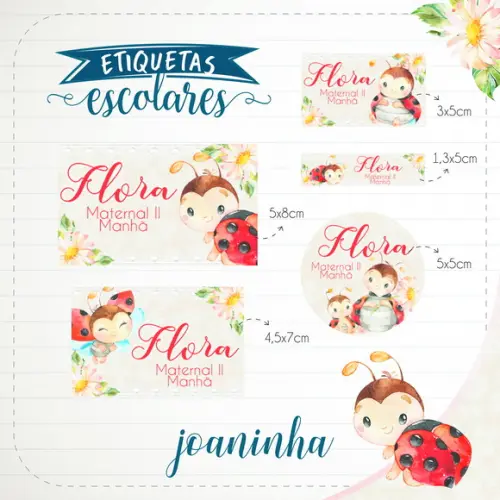 Arquivo de Corte - Etiqueta Escolar (joaninha) a