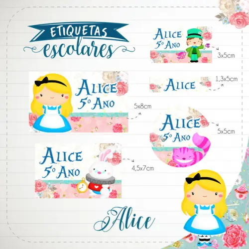 Arquivo de Corte - Etiqueta Escolar (alice) a