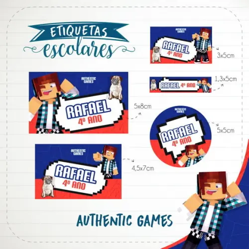 Arquivo de Corte - Etiqueta Escolar (authentic Games) a