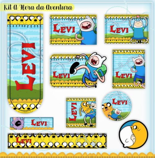 Leve + 13 Arquivo de Corte - Etiqueta Escolar (a Hora de Aventura) a