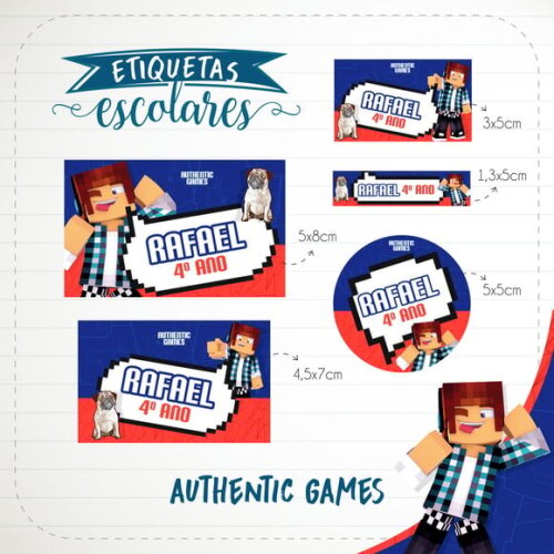 Leve + 13 Arquivo de Corte - Etiqueta Escolar (authentic Games) a