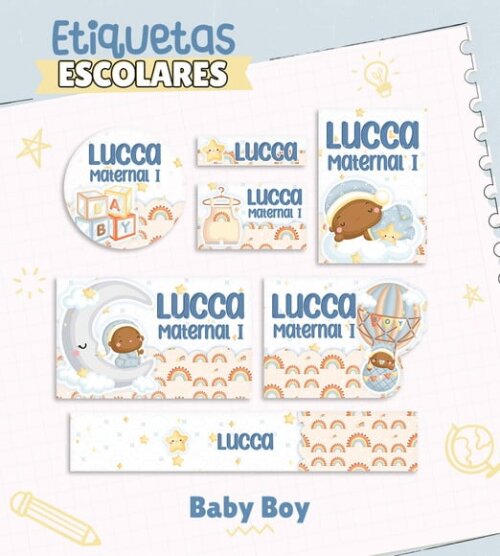 Leve + 13 Arquivo de Corte - Etiqueta Escolar (baby Boy) a
