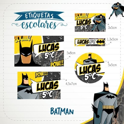 Leve + 13 Arquivo de Corte - Etiqueta Escolar (batman) a
