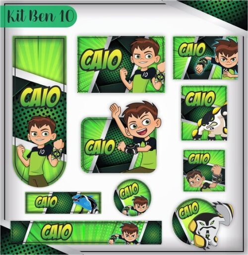 Leve + 13 Arquivo de Corte - Etiqueta Escolar (ben 10) a