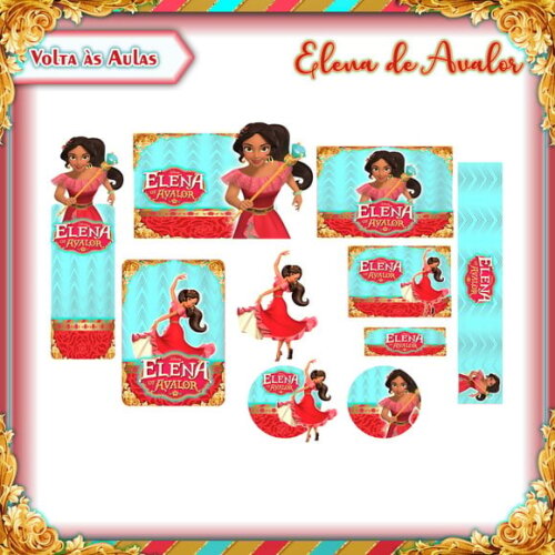 Leve + 13 Arquivo de Corte - Etiqueta Escolar (elena de Avalor) c