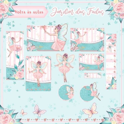 Leve + 13 Arquivo de Corte - Etiqueta Escolar (fadas) J