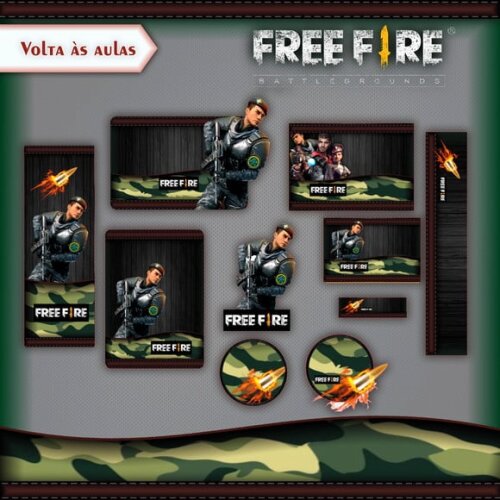 Leve + 13 Arquivo de Corte - Etiqueta Escolar (free Fire) F