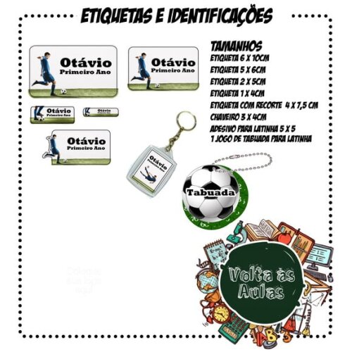 Leve + 13 Arquivo de Corte - Etiqueta Escolar (futebol) D
