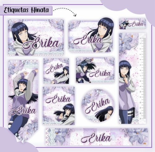 Leve + 13 Arquivo de Corte - Etiqueta Escolar (hinata) B