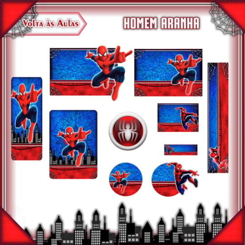 Leve + 13 Arquivo de Corte - Etiqueta Escolar (homem Aranha) I