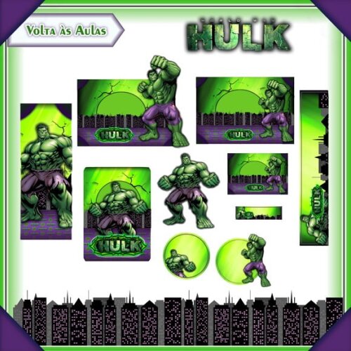 Leve + 13 Arquivo de Corte - Etiqueta Escolar (hulk) G
