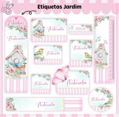 Leve + 13 Arquivo de Corte - Etiqueta Escolar (jardim Encantado) e