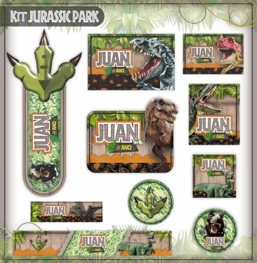 Leve + 13 Arquivo de Corte - Etiqueta Escolar (jurassic Park) a