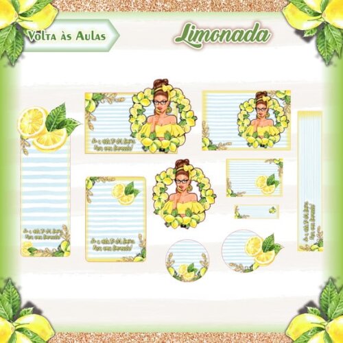 Leve + 13 Arquivo de Corte - Etiqueta Escolar (limonada) a