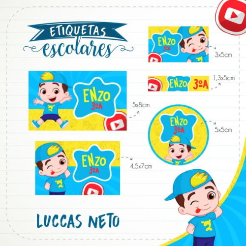Leve + 13 Arquivo de Corte - Etiqueta Escolar (luccas Neto) a