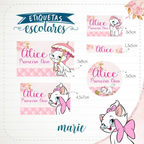 Leve + 13 Arquivo de Corte - Etiqueta Escolar (marie) a