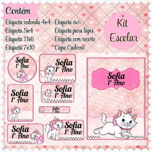 Leve + 13 Arquivo de Corte - Etiqueta Escolar (marie) D