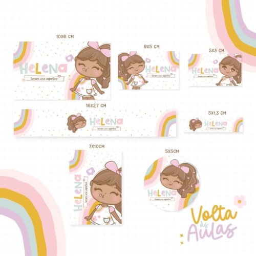 Leve + 13 Arquivo de Corte - Etiqueta Escolar (menina Negra) B