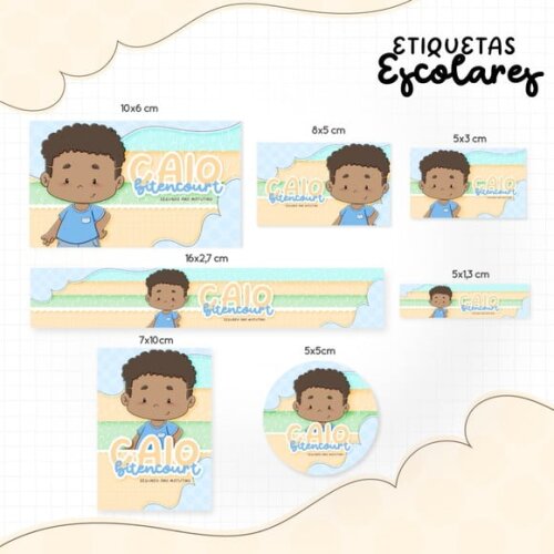 Leve + 13 Arquivo de Corte - Etiqueta Escolar (menino Negro) a