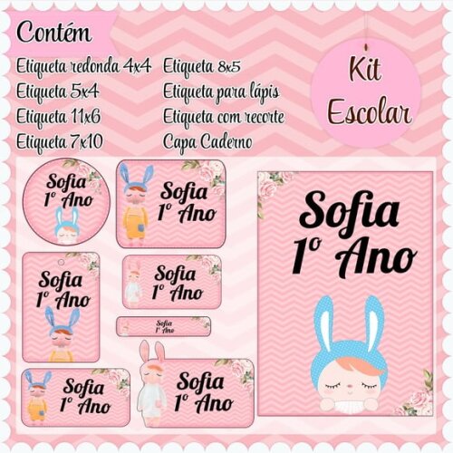 Leve + 13 Arquivo de Corte - Etiqueta Escolar (metoo Dolls) B