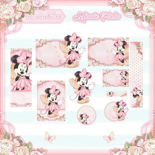Leve + 13 Arquivo de Corte - Etiqueta Escolar (minnie Fada) a