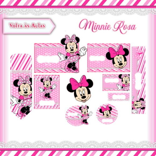 Leve + 13 Arquivo de Corte - Etiqueta Escolar (minnie) R