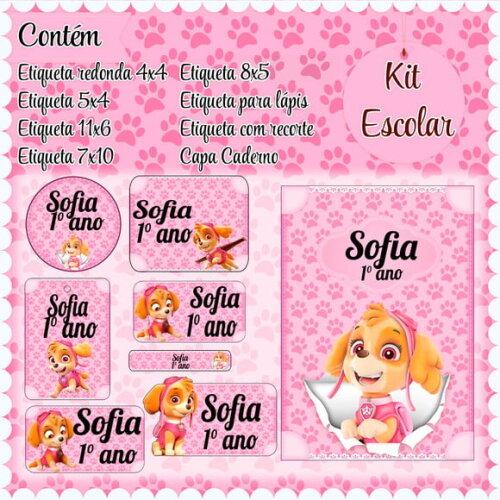 Leve + 13 Arquivo de Corte - Etiqueta Escolar (patrulha Canina) m
