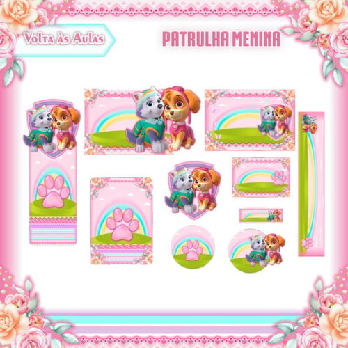 Leve + 13 Arquivo de Corte - Etiqueta Escolar (patrulha Canina) o