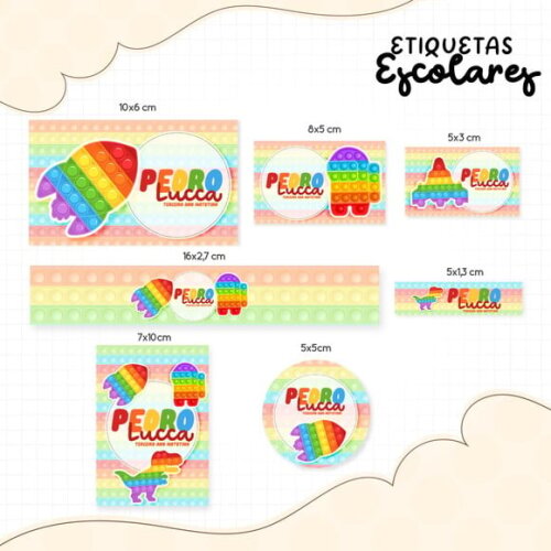 Leve + 13 Arquivo de Corte - Etiqueta Escolar (pop It) D