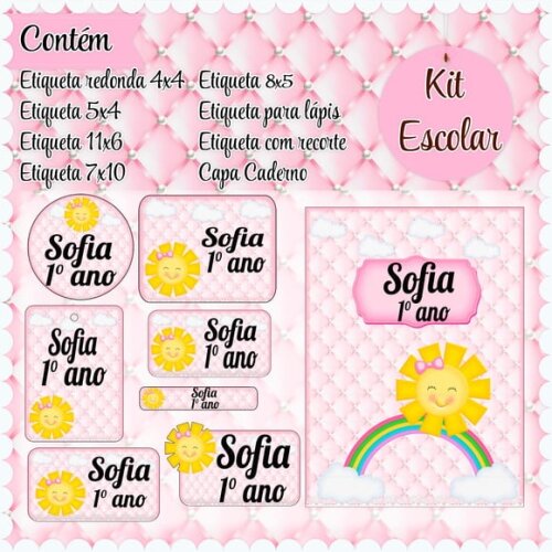 Leve + 13 Arquivo de Corte - Etiqueta Escolar (raio de Sol) a