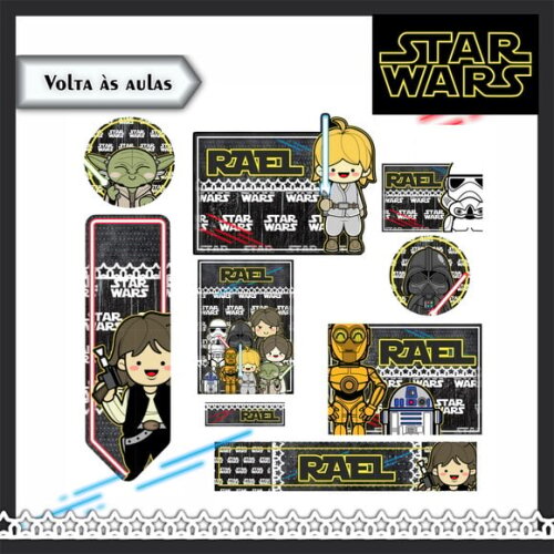 Leve + 13 Arquivo de Corte - Etiqueta Escolar (star Wars) c
