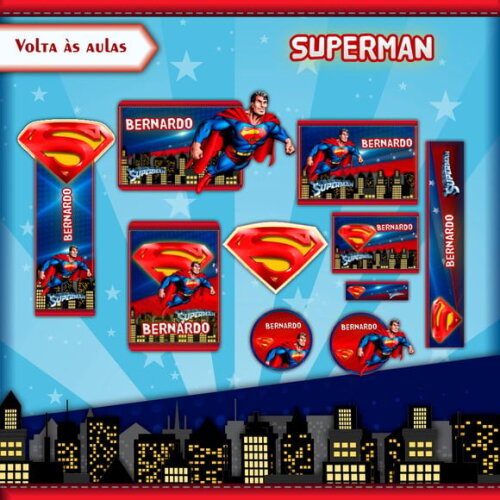 Leve + 13 Arquivo de Corte - Etiqueta Escolar (super Homem) c