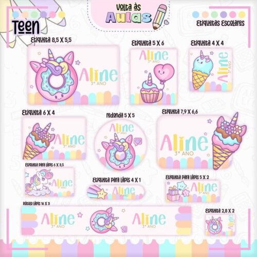 Leve + 13 Arquivo de Corte - Etiqueta Escolar (teen Menina) B