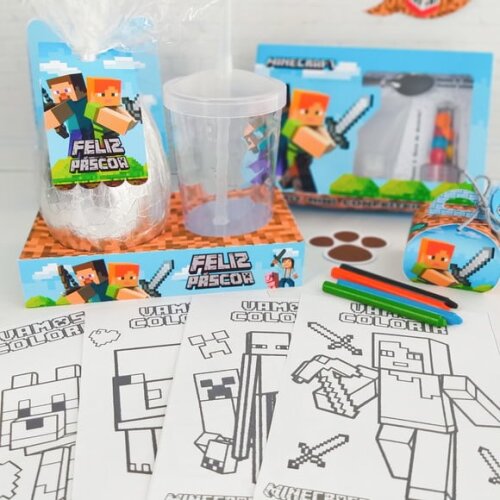 Leve + 13 Arquivo de Corte - Kit Páscoa (Minecraft) 1