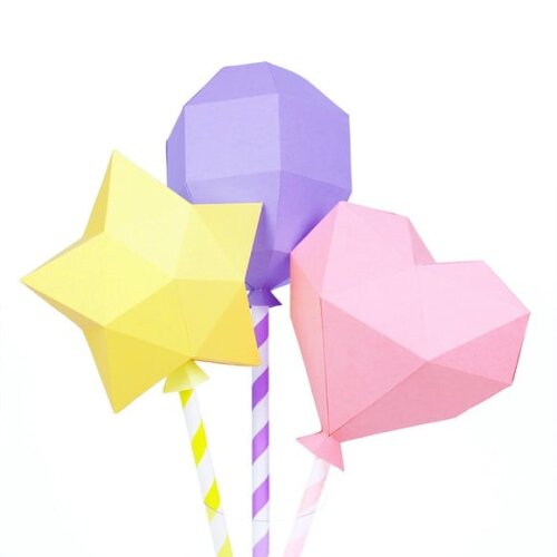 Leve + 13 Arquivo de Corte - Low Poly (Balões) 1