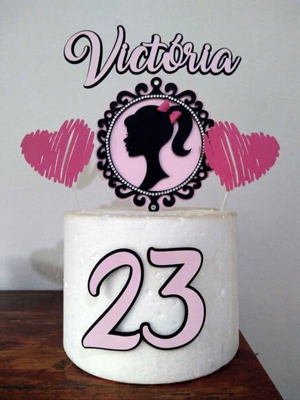 Leve + 13 Arquivo de Corte - Topo de Bolo (barbie) 4